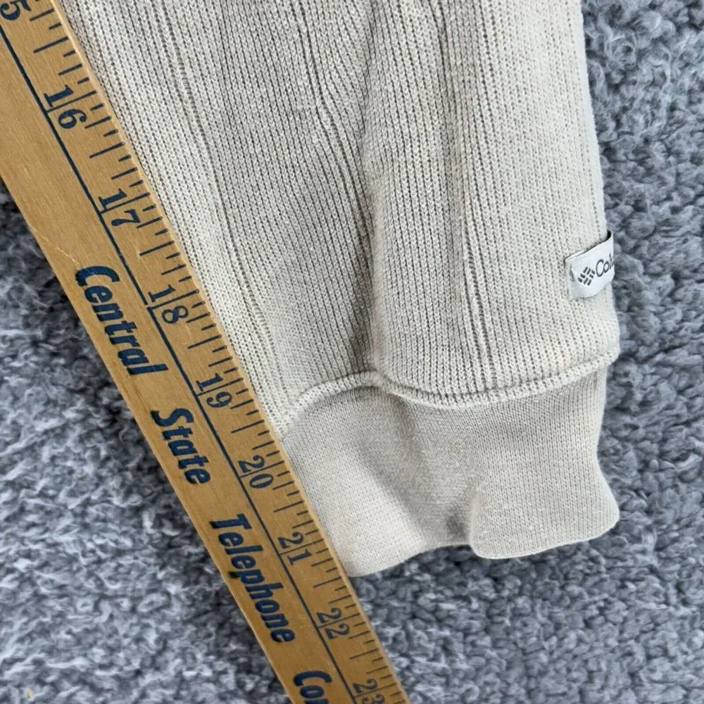 Columbia Men's Large Pullover Ribbed‎ Knit Tan Brown Sweater V-Neck Long Sleeve